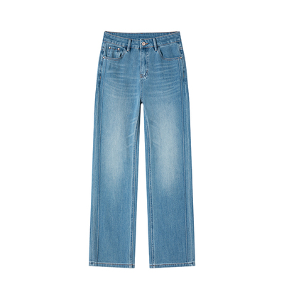 蔚蓝海岸-四面弹2026春季新款小直筒牛仔裤女高腰显瘦弹力宽松裤