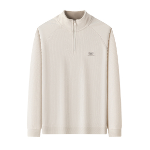 拉链半高领卫衣男款加绒加厚秋冬季奥利绒休闲内搭t恤男长袖立领