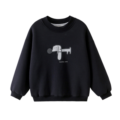 男童加绒卫衣2025冬装新款秋冬款儿童加绒厚一体绒保暖圆领上衣