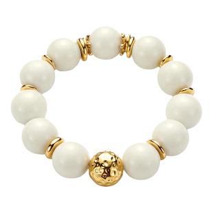 矣太【弥望】天然和田玉羊脂白玉手串16mm圆珠18k金女款高冰手链