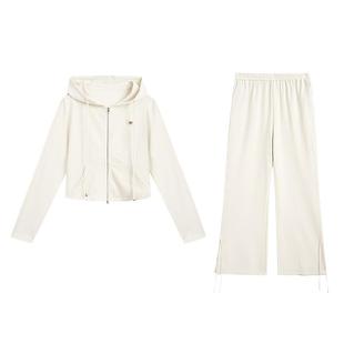 紫涵连帽收腰外套喇叭裤套装女秋季新款休闲运动风通勤上下两件套