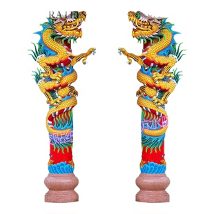 金龙抱柱中式自贴画门贴墙上招财自粘贴纸家居风水吉祥龙凤装饰画