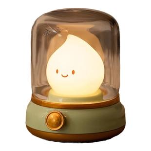 复古煤油灯夜间定时氛围小夜灯卧室护眼情调睡眠床头台灯生日礼物