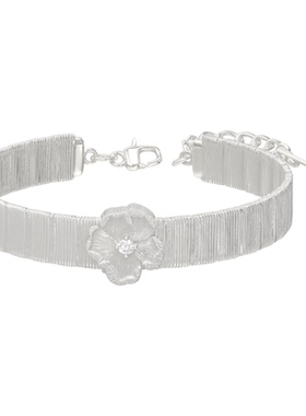 Mouhooland/暮后之地银标限定刺绣单花丝带手链925银镶培育钻石