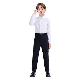 罗蒙儿童男童西裤演出校园服春秋黑色西装裤松紧腰礼服套装长裤子