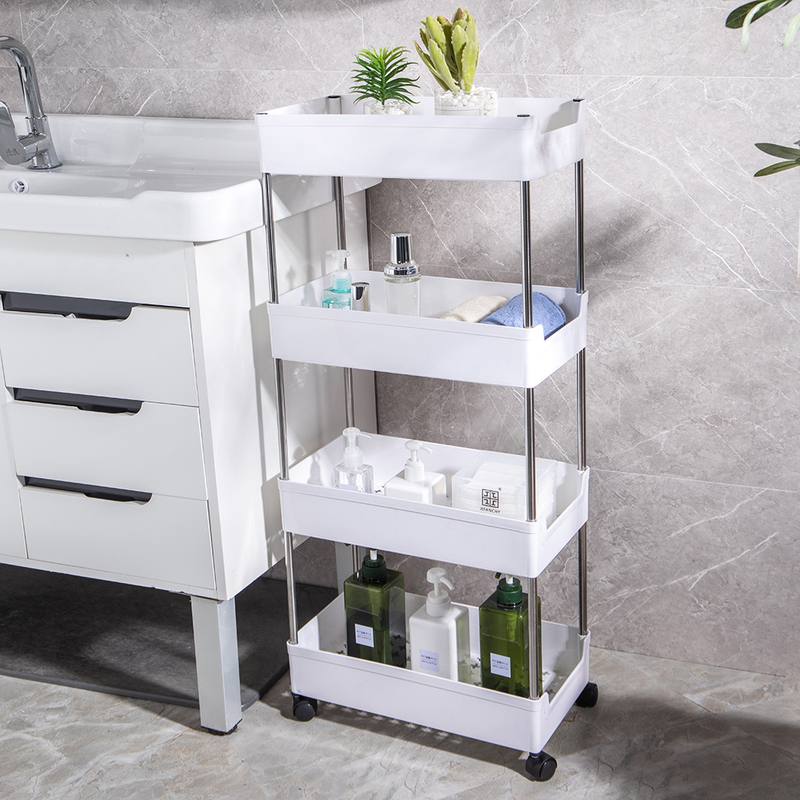 夹缝置物架塑料多层小推车厨房收纳置物架架多功能落地浴室卫生间