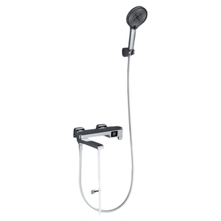 加长可折叠旋转浴缸龙头全铜数显壁挂式冷热水墙出浴缸专用水龙头