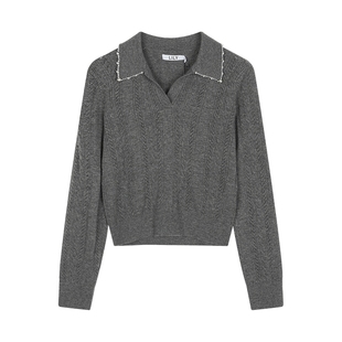 【商场同款】LILY2025春新款女装绵羊毛混纺肌理感修身针织衫毛衣