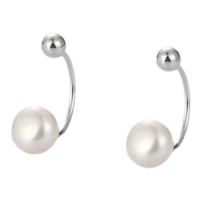 晚舟s999足银天然珍珠U型耳钉女