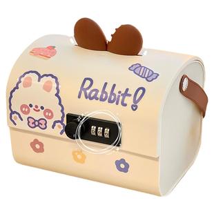 可爱兔子存钱罐学生儿童密码锁储蓄罐可存可取钱箱保险箱新年礼物