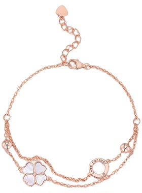 送礼首选】镶真钻幸运四叶草手链