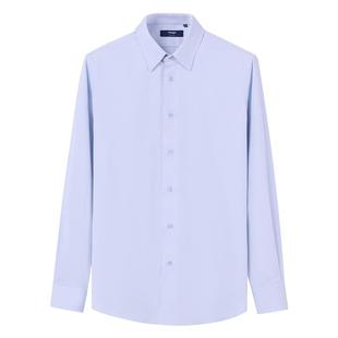 衬衫老罗[凌志T5]通勤透气抗皱长袖衬衫男商务竹纤维白衬衣M666S