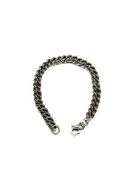 匠银JY 925纯银8mm鸢尾花十字花黑檀木潮流复古奢华手链手串