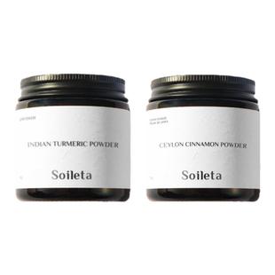 Soileta黄金奶套餐印度姜黄粉50g+有机锡兰肉桂粉50g冲饮调料烘焙