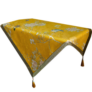 中式花鸟桌布中国年国潮八仙桌子供桌桌布奢华布艺台布梳妆台罩布