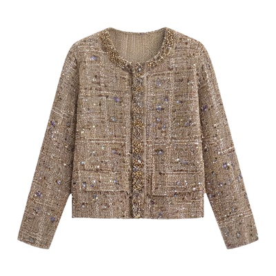 小香风外套卡其色短款上衣