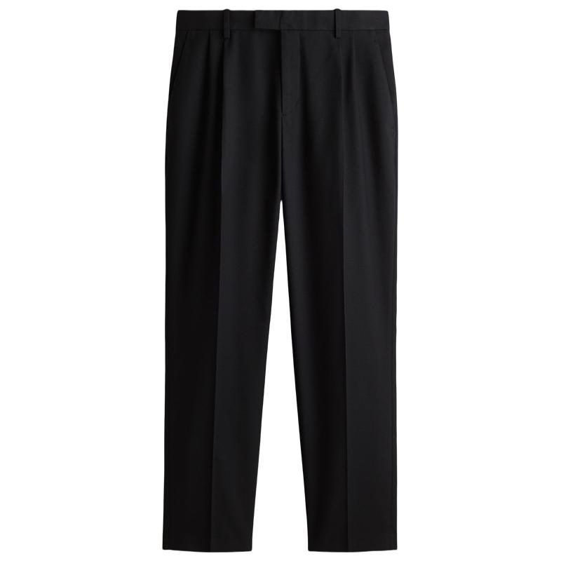 HM休闲裤2025年秋季新款休闲版型亚麻混纺精裁长裤1259381