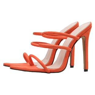 （商品不可退） shoes woman欧美范时尚尖头浅口细跟高跟鞋拖鞋女