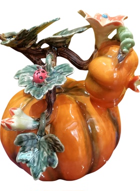 石湾公仔陶瓷南瓜摆件客厅招财玄关桌面装饰简约现代乔迁送礼祝福