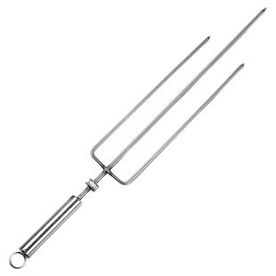 烧烤叉子不锈钢烤羊腿炉子烧烤工具烤羊排烤兔烧烤针三叉签子加厚