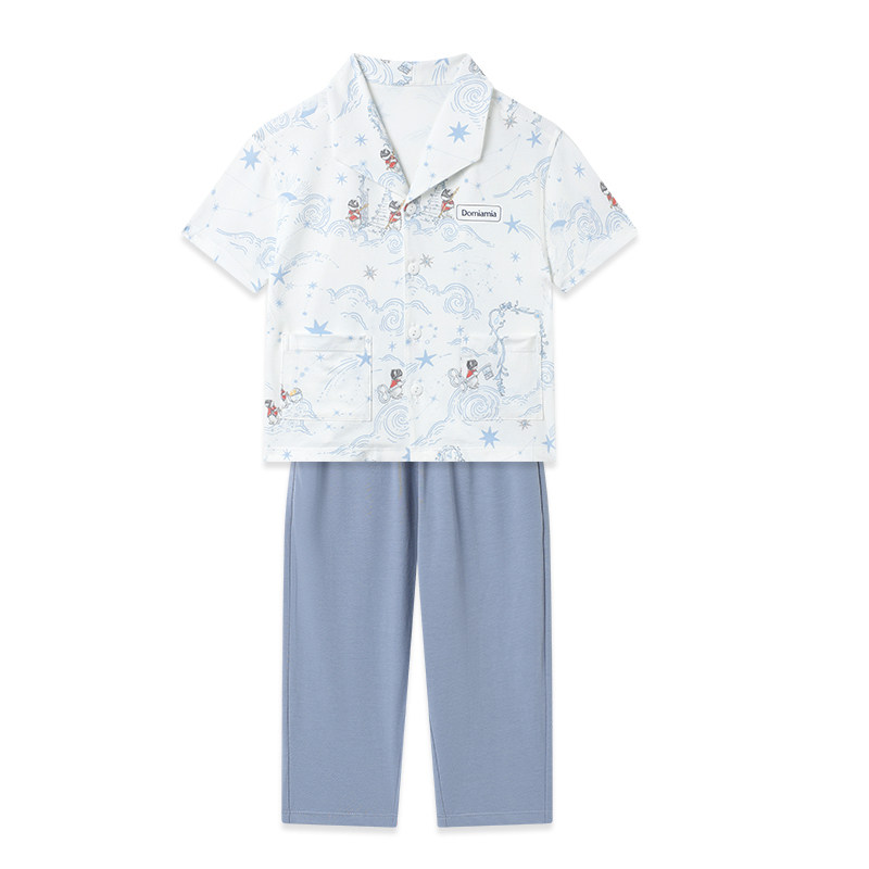 Domiamia儿童睡衣男童睡衣短袖长裤宝宝衣服家居服套装