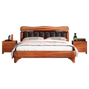 高端乌金木实木床2米x2米2.2m大床 200×220双人两米婚床中式家具