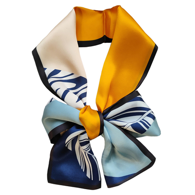 ins双面印花细窄长条装饰小丝巾