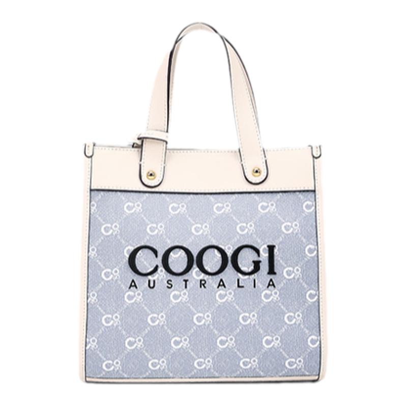 COOGI包包女款春季新款真皮印花条纹手提包时尚斜跨报单肩托特包