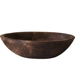 如是/侘寂风做旧椭圆木质果盘托盘民宿样板间果盆创意装饰品摆件