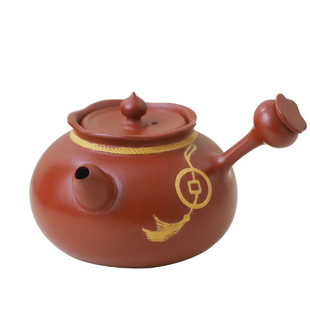 刘金城代代有福潮州手拉朱泥全手工泡茶小品紫砂壶乌龙普洱侧把壶