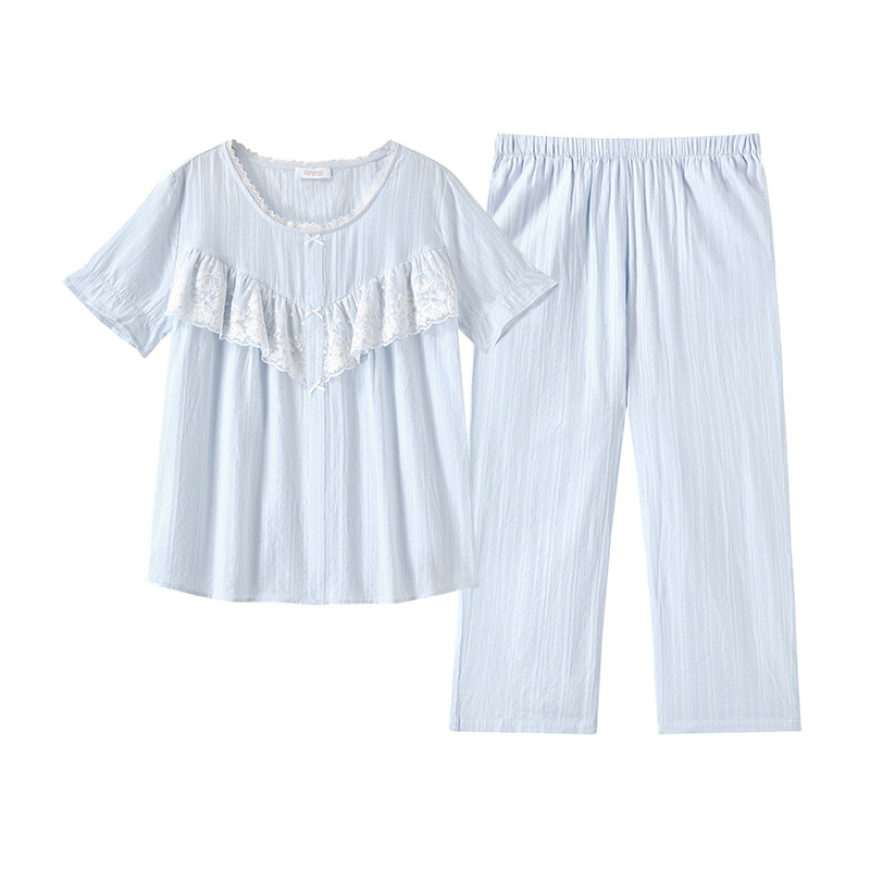 兰卓丽纯棉家居服女上下套装