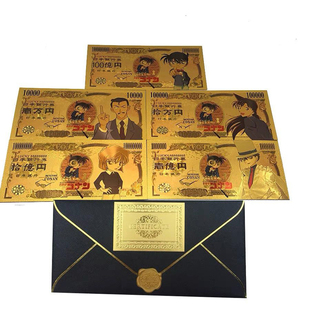 名侦探柯南周边手办新一怪盗基德闪卡收藏币金箔纪念钞礼物动漫