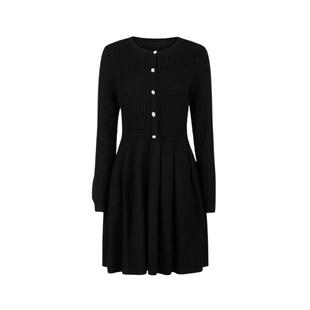 sdeer圣迪奥女装26年春新品学院风圆领钩花针织连衣裙S261Z1215