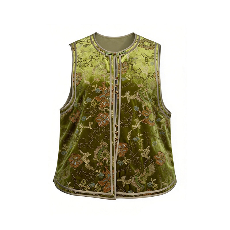 美丽客栈高端大码新中式夹棉马甲