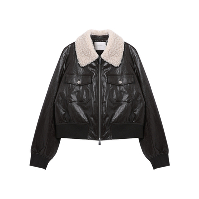 西町村屋复古外套女装2025冬季新款巴恩风毛毛拼接上衣XAAD10046