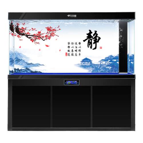彩神制景龙鱼缸贴纸背景画定做静字山水图造景装饰图自粘外侧包邮