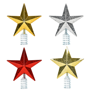 圣诞树顶部装饰发光五角星树顶星摆设LED闪烁星星灯氛围树灯摆件