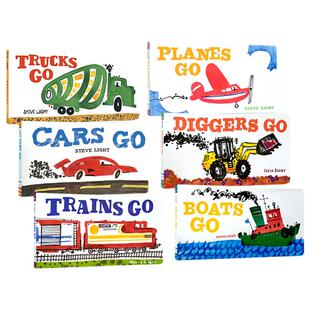 【自营】Steve Light 史蒂夫莱特的交通工具 纸板书4册 Chronicle英文儿童Cars/Trucks/Trains/Planes/Boats
