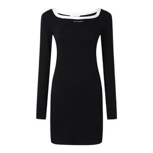 JAC FLEURANT秋季新品黑色U型领修身内搭外穿连衣裙