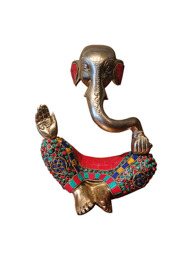 东南亚铜象鼻财神佛像摆件