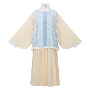 花朝记｜春日暖阳｜明制汉服元素圆领比甲贴里连衣裙针织提花日常