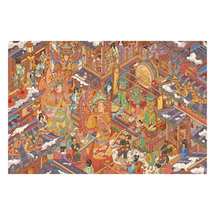 3D-JP国风平面塑料拼图传统习俗文化插画成人版1134片游神U1159