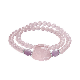 宫里上新粉水晶手串女款天然水晶手链桃花运招桃花生日情人节礼物