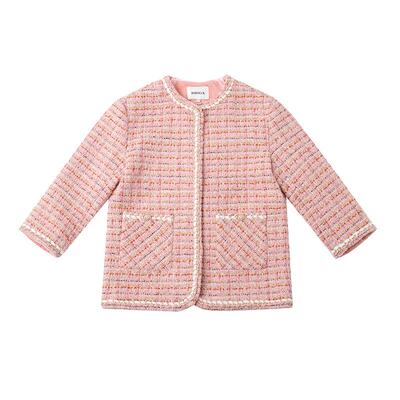 RBIGX瑞比克童装冬季百搭潮流甜美休闲淑女毛呢粉色小香风外套