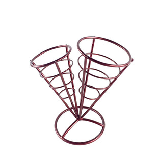 不锈钢餐具咖啡店创意美式餐吧双头薯条架装炸鸡爆米花铁艺塔可架