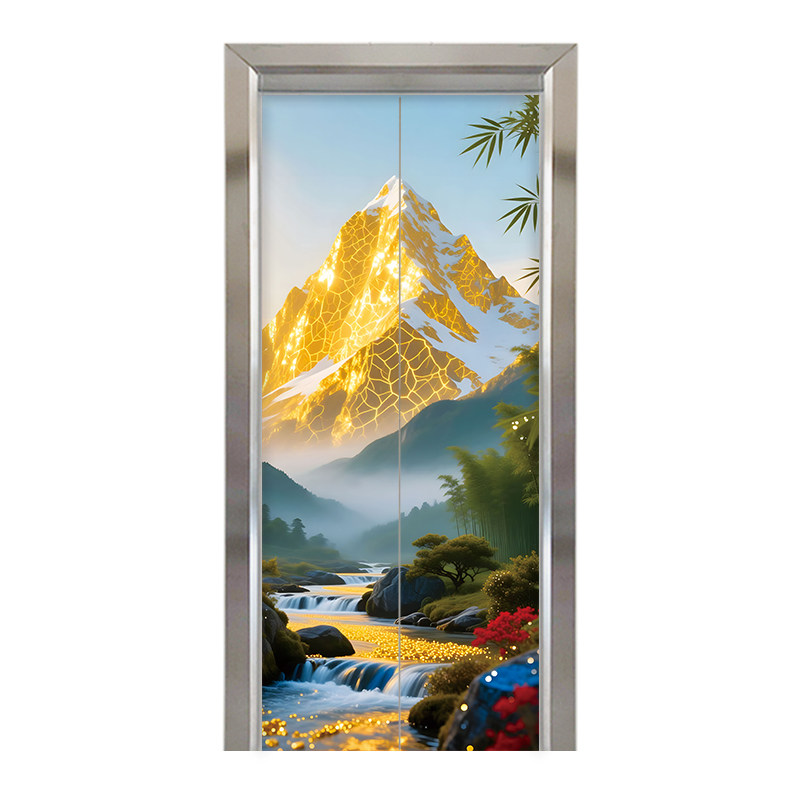 金山靠山图电梯门贴纸自粘高级感