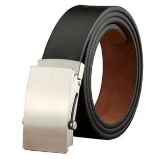 304不锈钢滚轴皮带无牙自动扣男士真皮无孔无卡槽休闲裤腰带中年