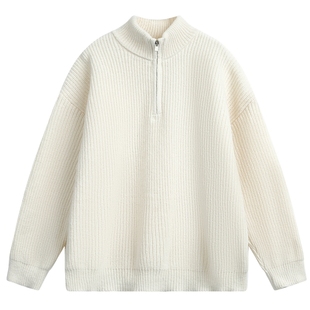 男士立领半拉链毛衫加厚毛衣男老钱风新款秋冬上衣针织外套男装冬