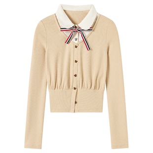 织物猪 巧可可高校 美拉德学院风套装假两件针织上衣女冬格纹短裙