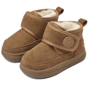 英氏儿童棉鞋靴子冬季新款加绒加厚软底男童女童保暖防滑棉靴短靴
